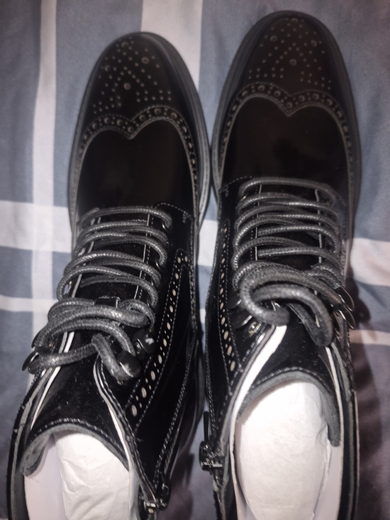 Vince Camuto Black Brogue Lace-Up Ankle Boots